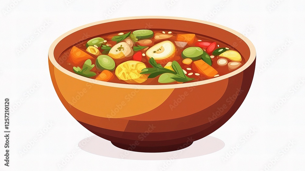 Colorful Vegetable Soup in Bowl Isolated on White Background Colorful Vegetable Soup in Bowl Isolated on White Background