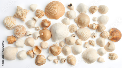 Wallpaper Mural Assortment of seashells in different shapes and sizes, isolated on white background Torontodigital.ca