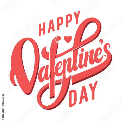 Happy valentine day typography illustration on white background, 