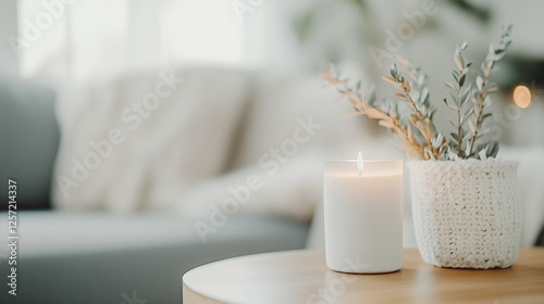 Cozy Candle Glow: A white c...