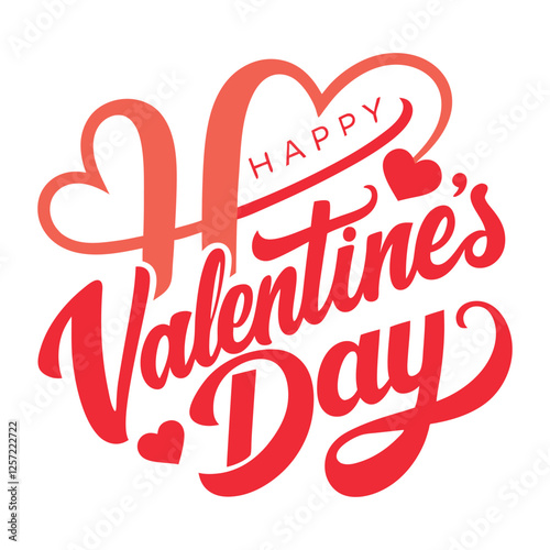 Happy valentine day typography illustration on white background, 