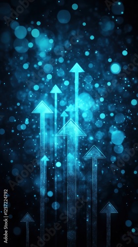 Abstract blue arrows with bokeh effect in background