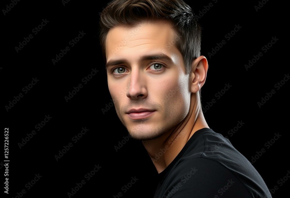 Fototapeta premium Male portrait on black background