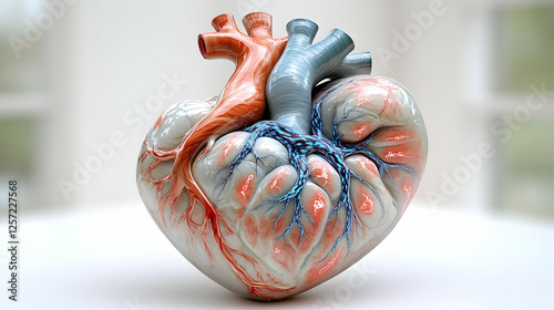 3D Illustration, Human Heart, Anatomy, Cardiology, Medical, Organ, Healthcare, Science, Biology, Body, Health photo