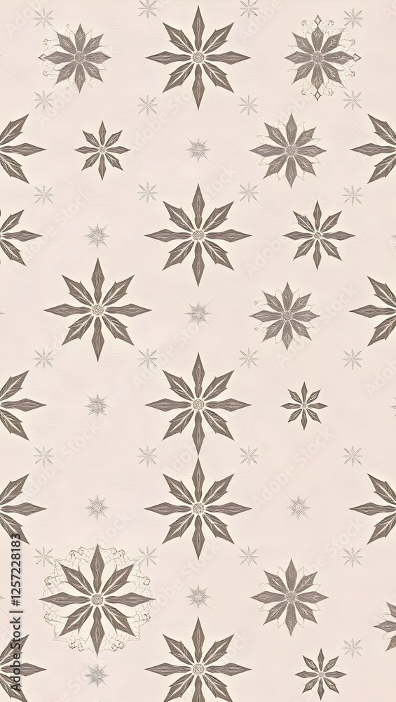 Delicate snowflake pattern serves as an elegant wallpaper for mobile and smartphone devices in soft neutral tones Delicate snowflake pattern serves as an elegant wallpaper for mobile and smartphone devices in soft neutral tones