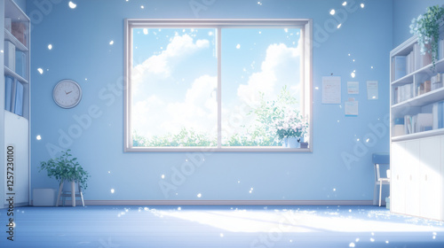 Blue Room with Window and S...