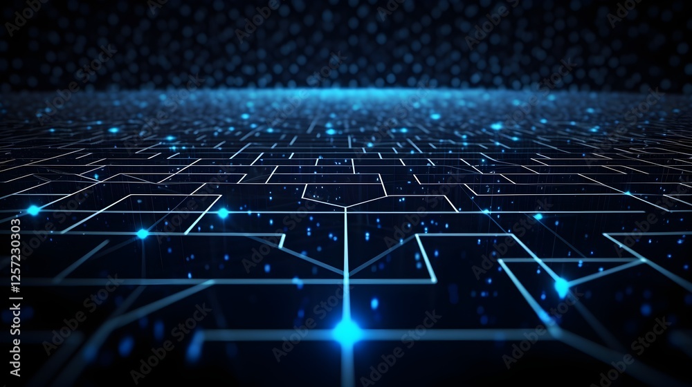 Obraz premium Futuristic Abstract Network Data Grid Digital Technology Connection Global Network Cyberspace
