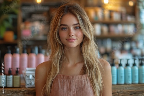 Blonde Woman In Modern Shop