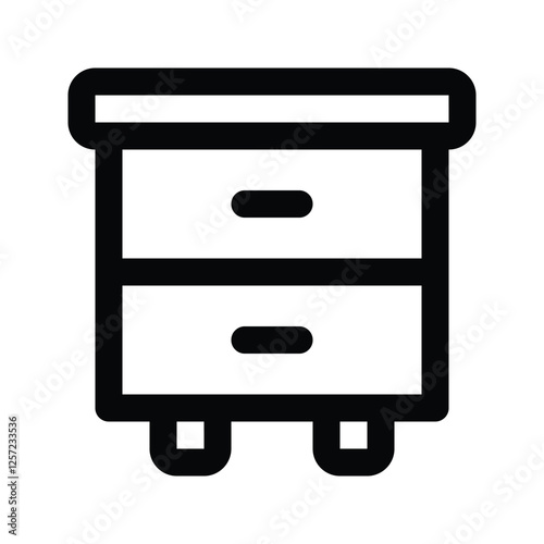 Illustration vector graphic icon of Night Stand. Outline Style Icon. Furniture Themed Icon. Vector illustration isolated on white background. Perfect for website or application design.