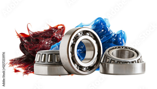 Grease and ball bearing, Blue premium quality synthetic lithium complex grease, high temperatures and machinery lubrication for automotive and industrial.