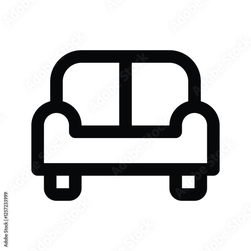 Illustration vector graphic icon of Sofa. Outline Style Icon. Furniture Themed Icon. Vector illustration isolated on white background. Perfect for website or application design.