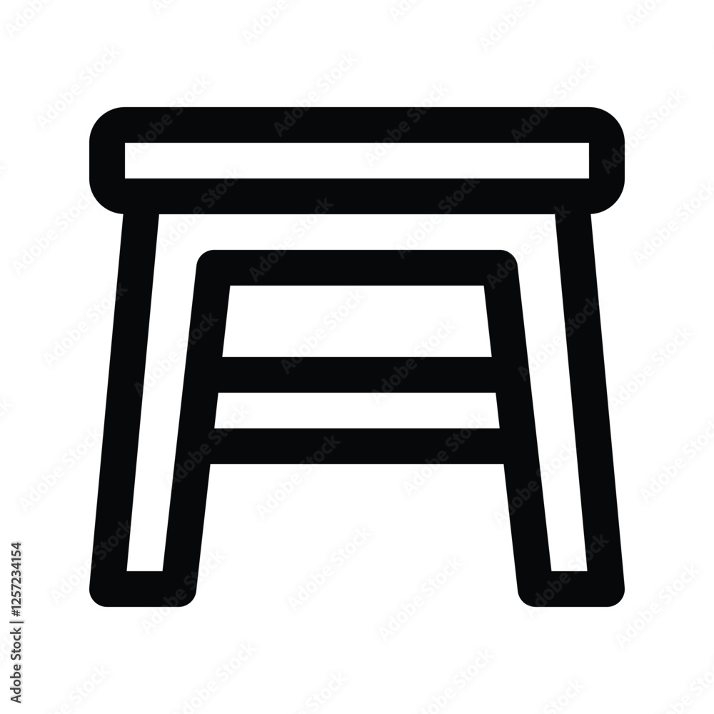 Illustration vector graphic icon of Stool. Outline Style Icon. Furniture Themed Icon. Vector illustration isolated on white background. Perfect for website or application design. Illustration vector graphic icon of Stool. Outline Style Icon. Furniture Themed Icon. Vector illustration isolated on white background. Perfect for website or application design.