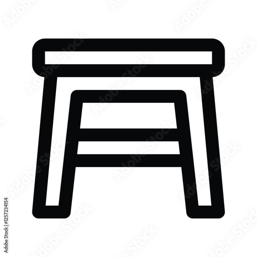 Illustration vector graphic icon of Stool. Outline Style Icon. Furniture Themed Icon. Vector illustration isolated on white background. Perfect for website or application design.