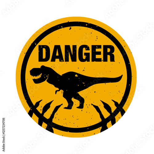 T-Rex Danger Sign – Jurassic Vector Illustration