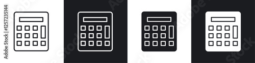 Calculator icon set black and white colors. Graphic Vector icons pack