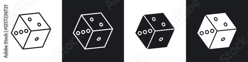 Dice icon set black and white colors. Graphic Vector icons pack