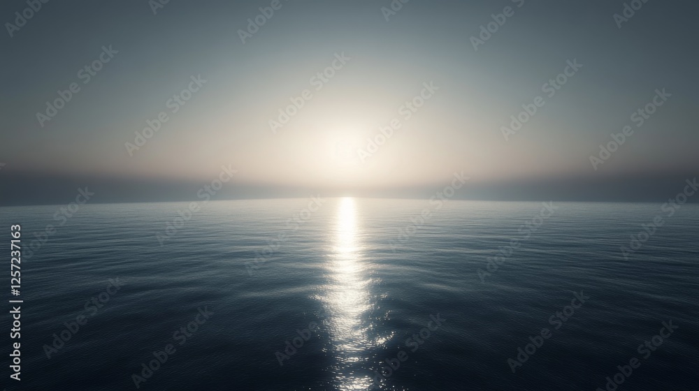 Fototapeta premium Bright Morning Sunlight Reflecting Off Calm Water Surface
