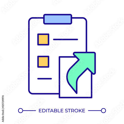 Task list RGB color icon. Checklist clipboard, document. Compliance, regulation. Feedback, survey. Company paperwork. Isolated vector illustration. Simple filled line drawing. Editable stroke