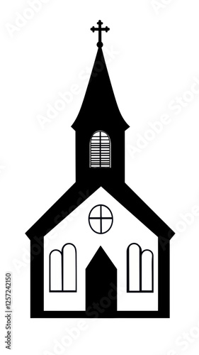 Minimalist Church Building Silhouette Vector for Religious Community Themes and Projects