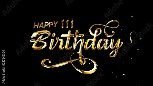 Happy Birthday to you animation text handwriting in gold color with alpha matte. Great for opening your vlog video so everyone likes it and happy birthday celebrations