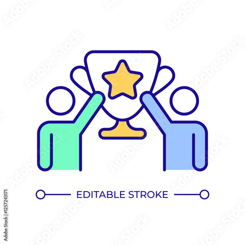 Winners RGB color icon. Competition trophy, achievement. Championship reward, champions. Partnership, collaboration. Isolated vector illustration. Simple filled line drawing. Editable stroke