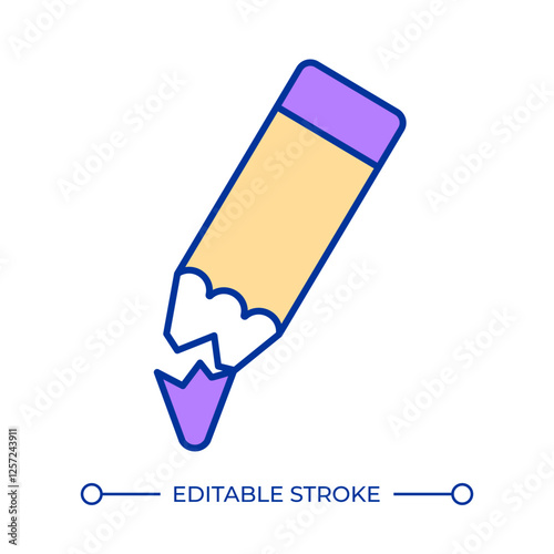 Broken pencil lead RGB color icon. School and office supplies. Damage, crack. Secretary tool. Crayon, creativity. Isolated vector illustration. Simple filled line drawing. Editable stroke