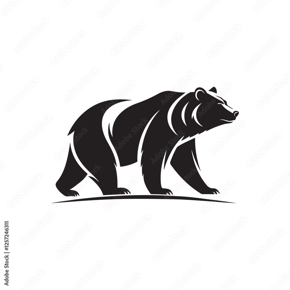 Obraz premium bear silhouette logo vector line art logo design