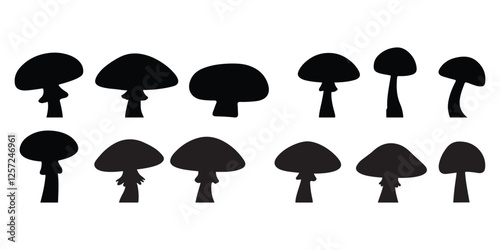 collection of mushrooms silhouette. Vector illustration on white background