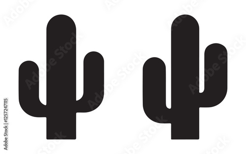 Collection of cactus tree icon silhouette vector on white background. 
