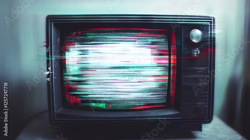 Retro tv volume control bar. TV screen texture. HDTV no signal problems. Bad TV signal on TV screen Noise of motion background lines. Glitch VHS concept. White glitch effect television sign 