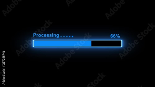 Animated neon glowing processing bar 100% animation. Processing Futuristic progress motion graphics. bar animation of 0 to 100 4k video footage.