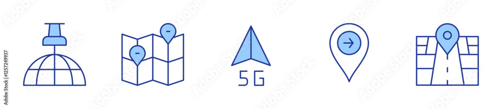 navigation, right, pin, street map. Navigation Icon vector illustration. Line Duotone style. Editable stroke navigation, right, pin, street map. Navigation Icon vector illustration. Line Duotone style. Editable stroke