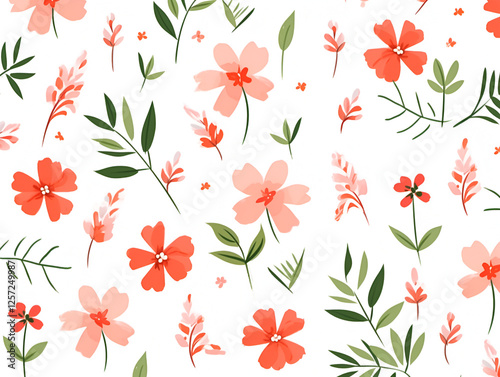 Seamless Floral Pattern with Watercolor Wildflowers