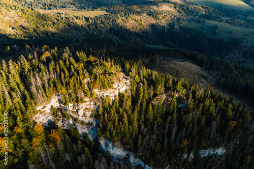 Sunset over Liptov region with and High Tatras mountains around. Liptovsky Mikulas landspace, slovakia. photo