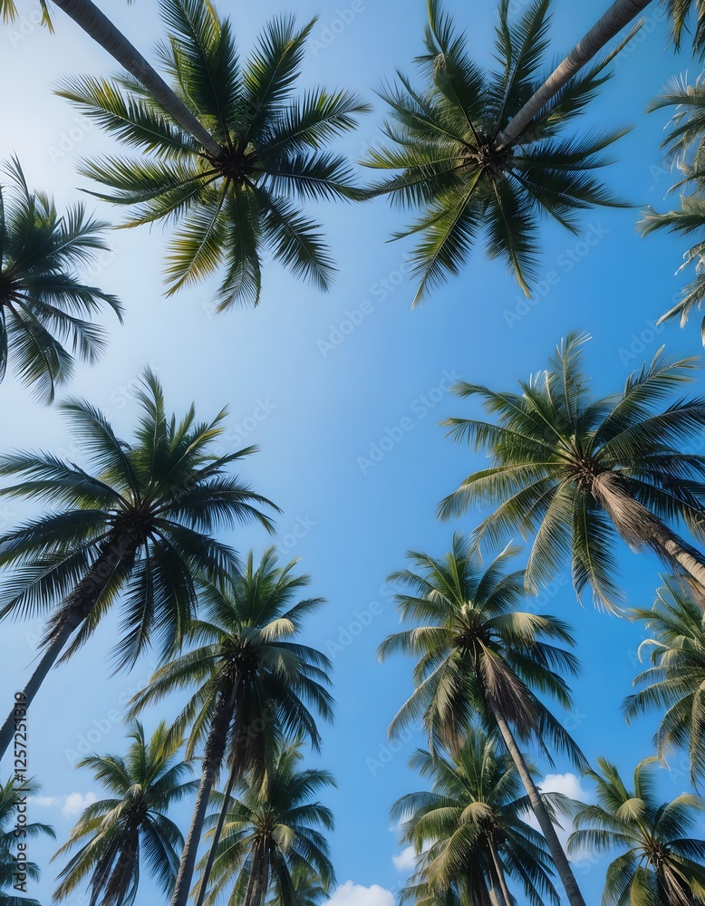 Palm trees in summer on a beach in Mexico Palm trees in summer on a beach in Mexico