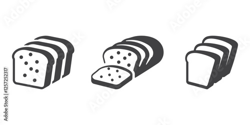 Professional Bread Slices Icons Silhouette Vector Illustration