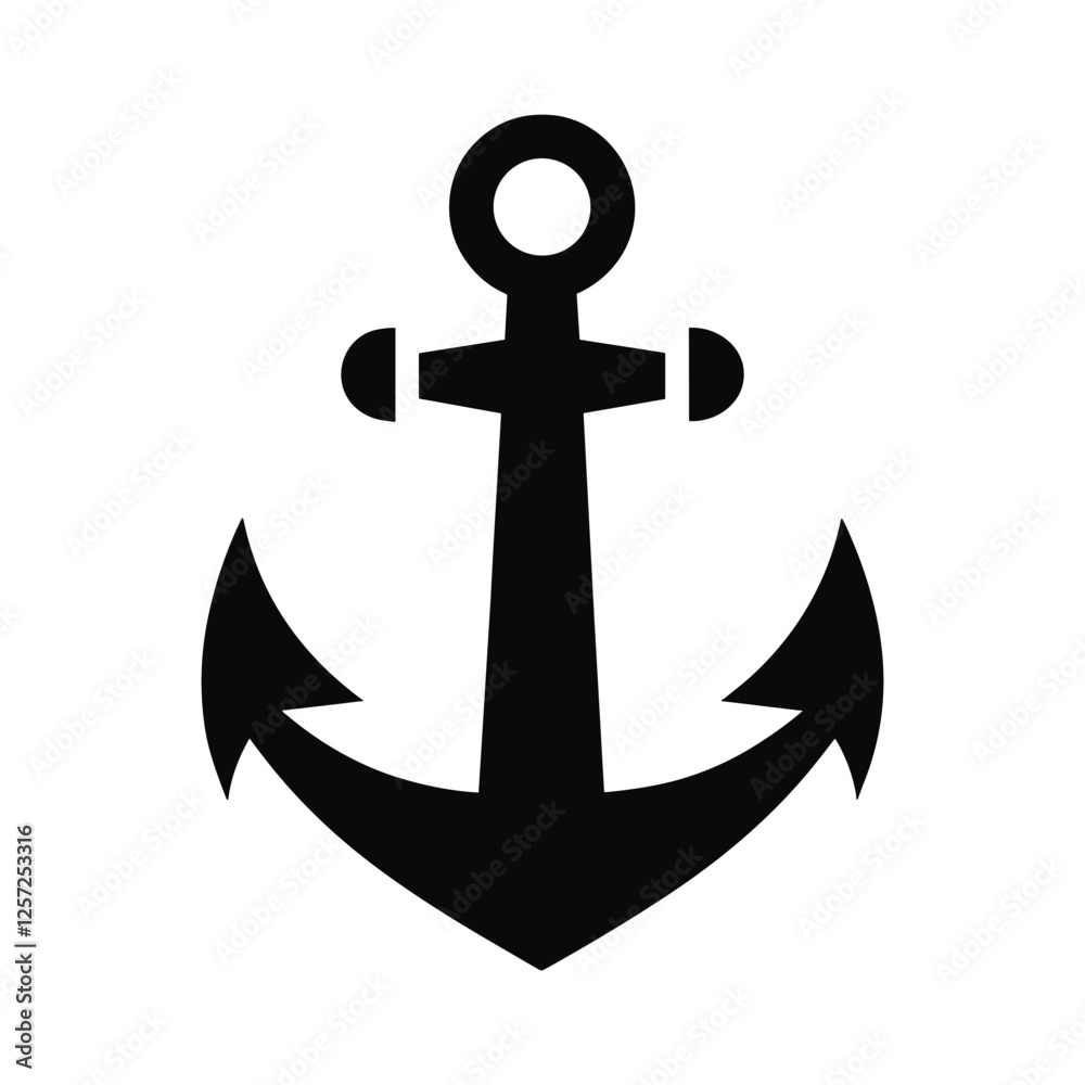 Simple Black Anchor Silhouette Vector Graphic Simple Black Anchor Silhouette Vector Graphic