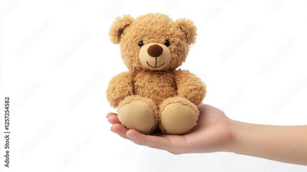 Fototapeta premium Teddy Bear in Hand on White Background - Cute Toy Gift