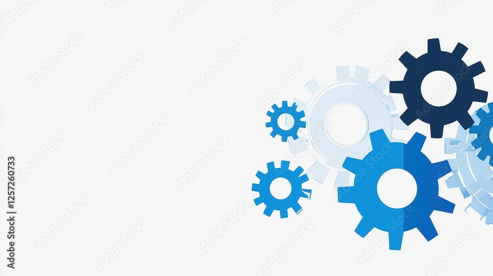 Interconnected Blue Gears Enhancing Business Efficiency Interconnected Blue Gears Enhancing Business Efficiency