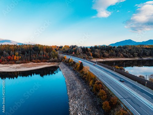 Liptov region with Tatras mountains around. Liptovska mara dam landspace, slovakia. photo