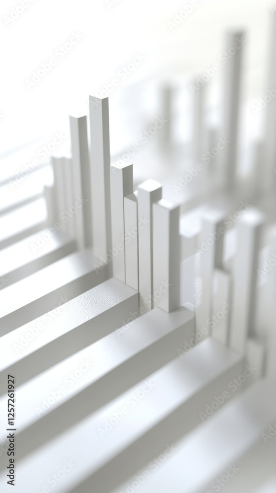 Fototapeta premium Abstract white bars creating depth and shadows
