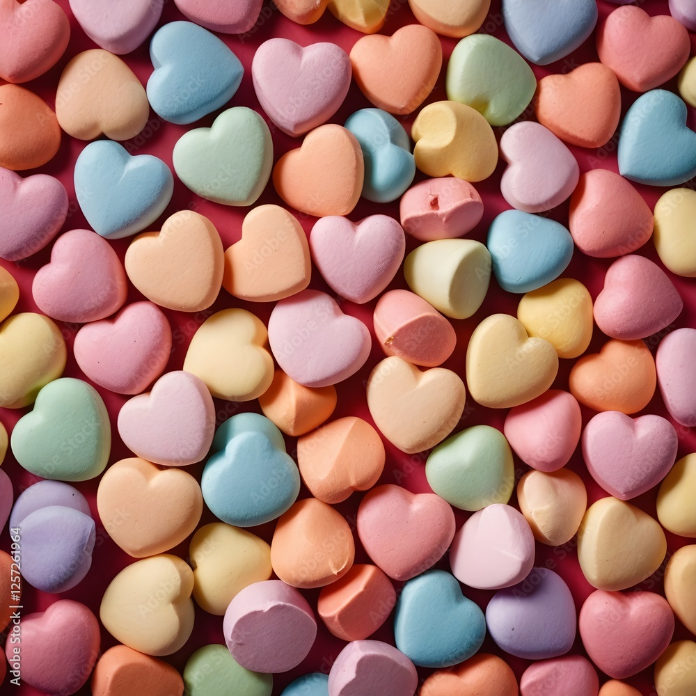 Colorful Heart-Shaped Candy Background – Sweet Pastel Valentine Treats Colorful Heart-Shaped Candy Background – Sweet Pastel Valentine Treats