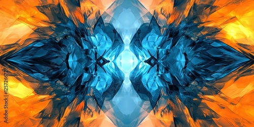 Symmetrical Kaleidoscopic Pattern with Distorted Geometric Shapes