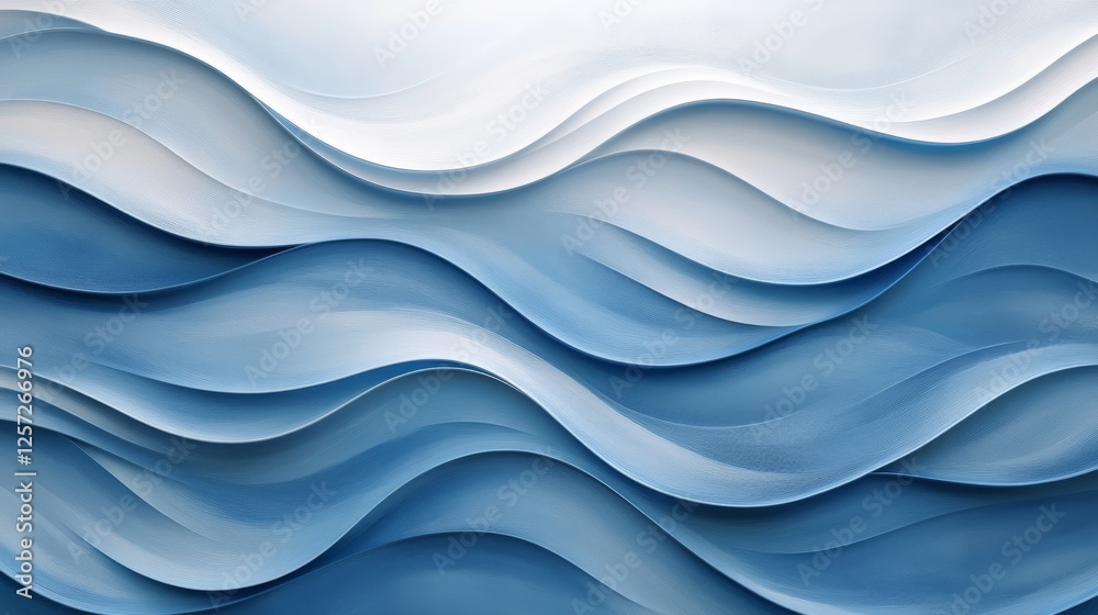 Fototapeta premium Abstract flowing layers of blue and white create depth