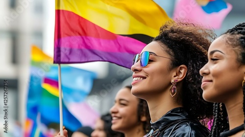 Different LGBTQIA pride flags waving in the wind, representing diversity and inclusion