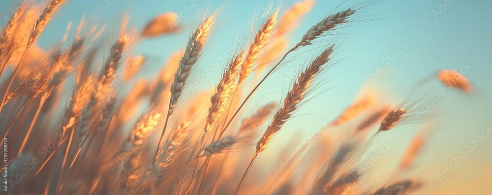 Golden Wheat Field at Sunset: Nature's Serene Beauty, Swaying in Gentle Breeze, Summer's Harvest Abundance Golden Wheat Field at Sunset: Nature's Serene Beauty, Swaying in Gentle Breeze, Summer's Harvest Abundance