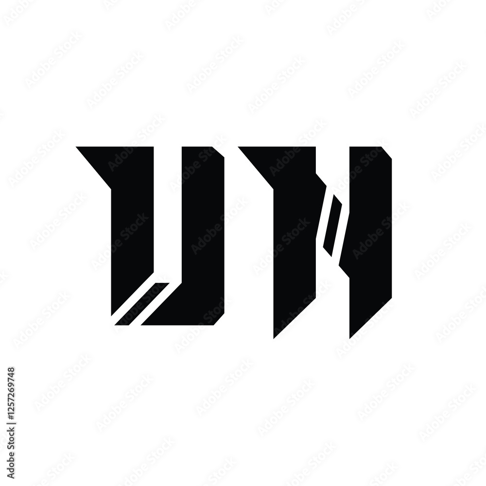 Fototapeta premium UN monogram logo design letter text name symbol monochrome logotype alphabet character simple logo