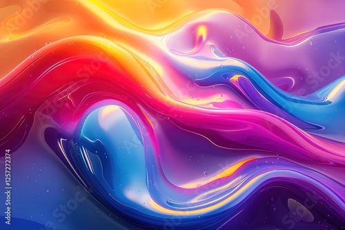 Virtual Abstract Colorful Gradient Liquid Gel Curves Wavy Background