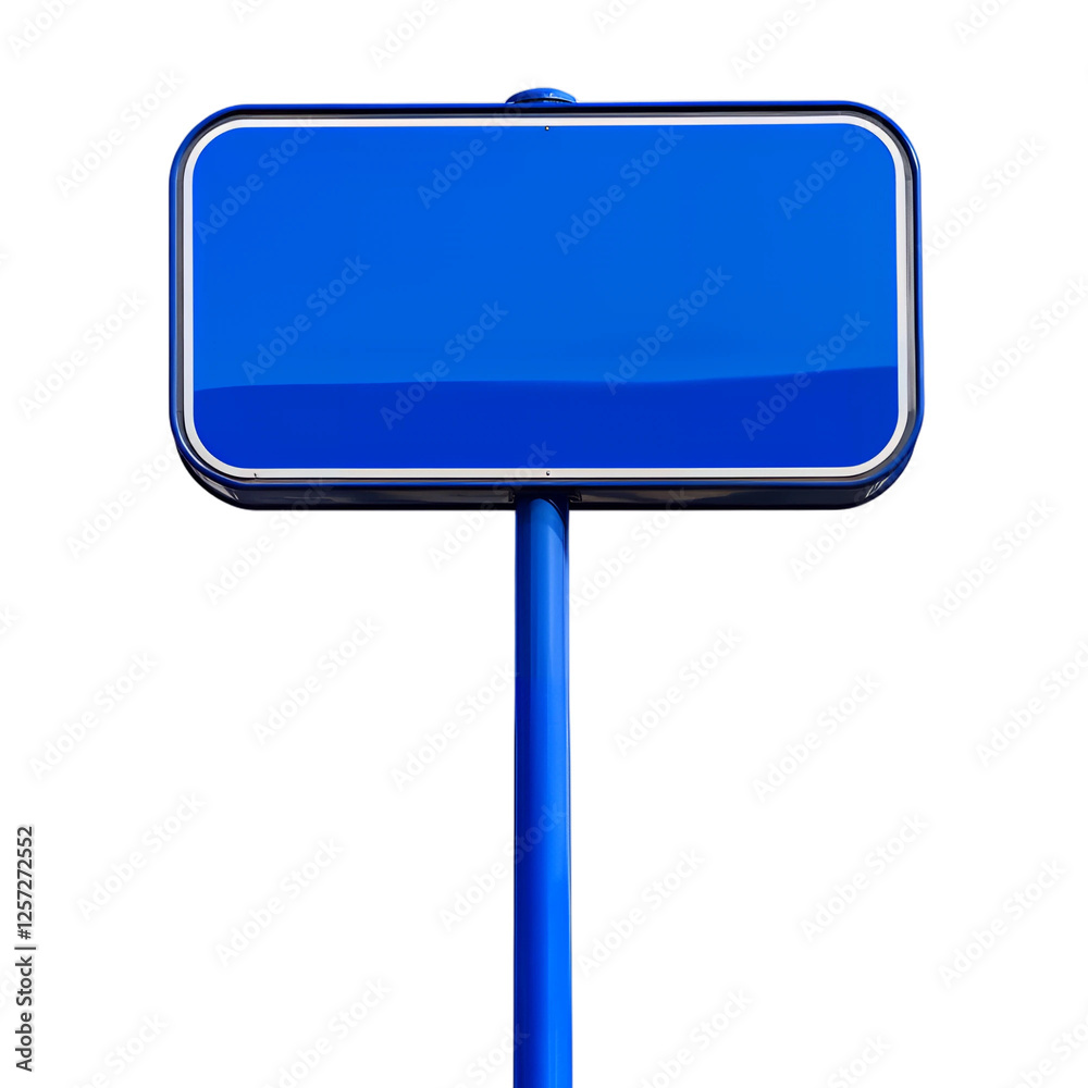 Blank Blue Rectangular Sign on a Blue Pole Street Signboard Mockup Template for Advertising Outdoor Blank Blue Rectangular Sign on a Blue Pole Street Signboard Mockup Template for Advertising Outdoor