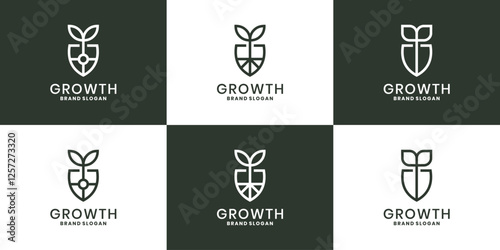 Set of growth logo design with shovel